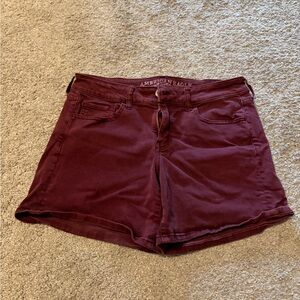 American Eagle Outfitters Women's Maroon Denim Shorts